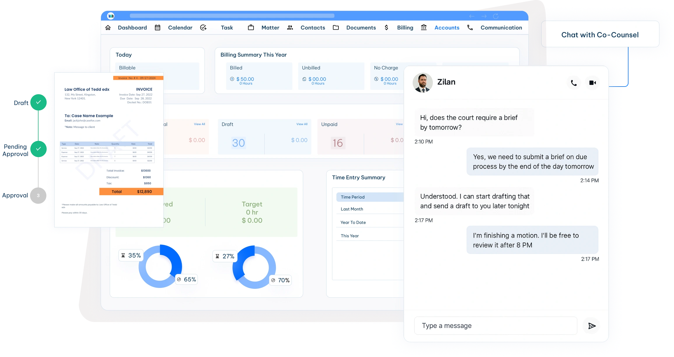 Co-counsel platform interface co-counsel platform user interface