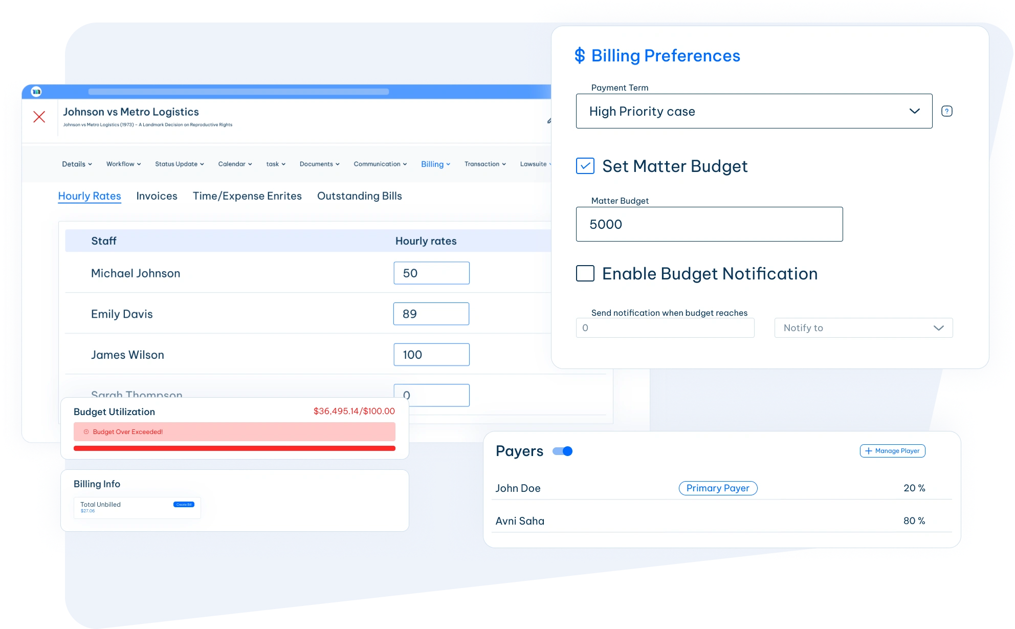 e-billing solution user interface
