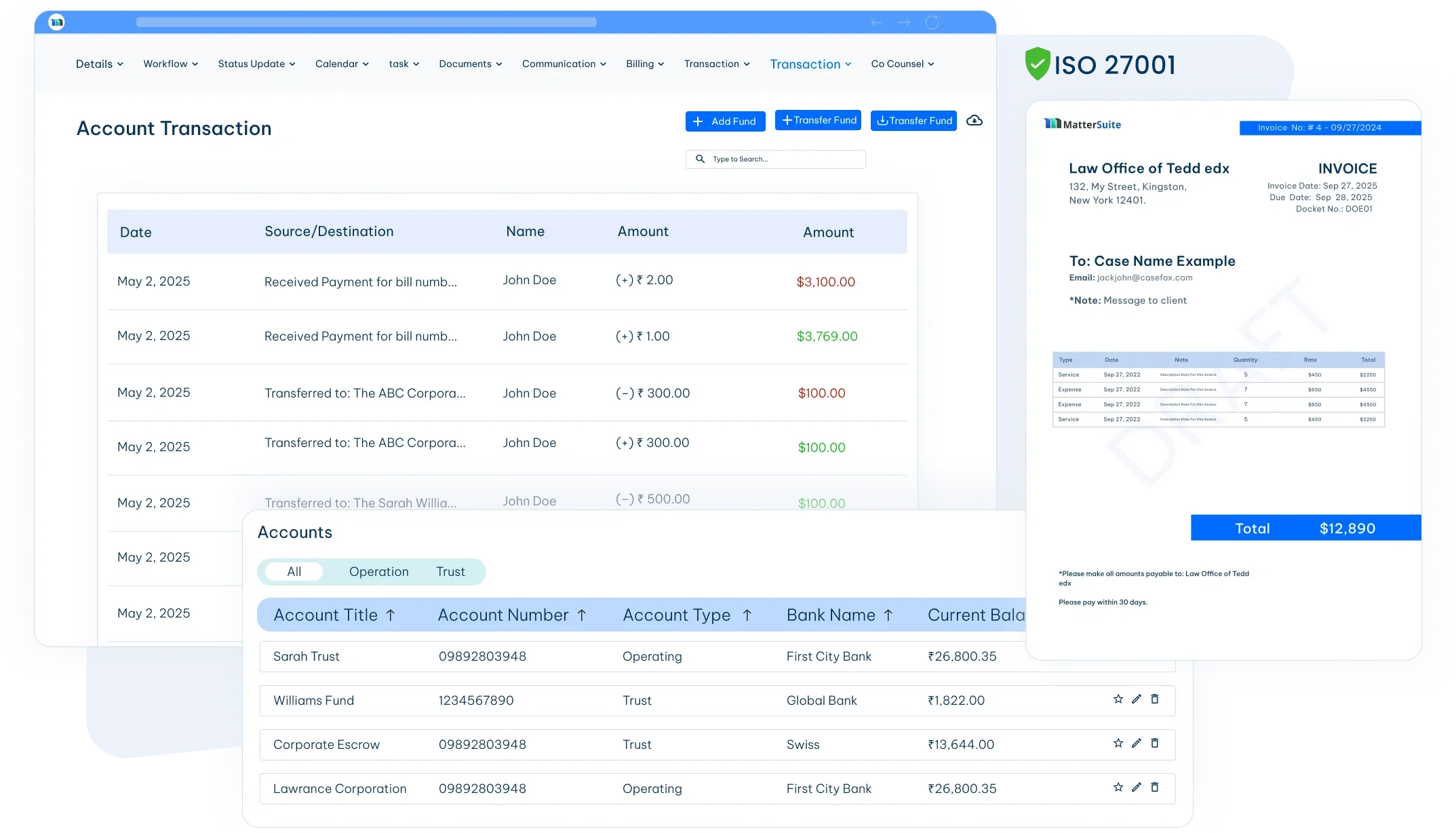 legal accounting software user interface