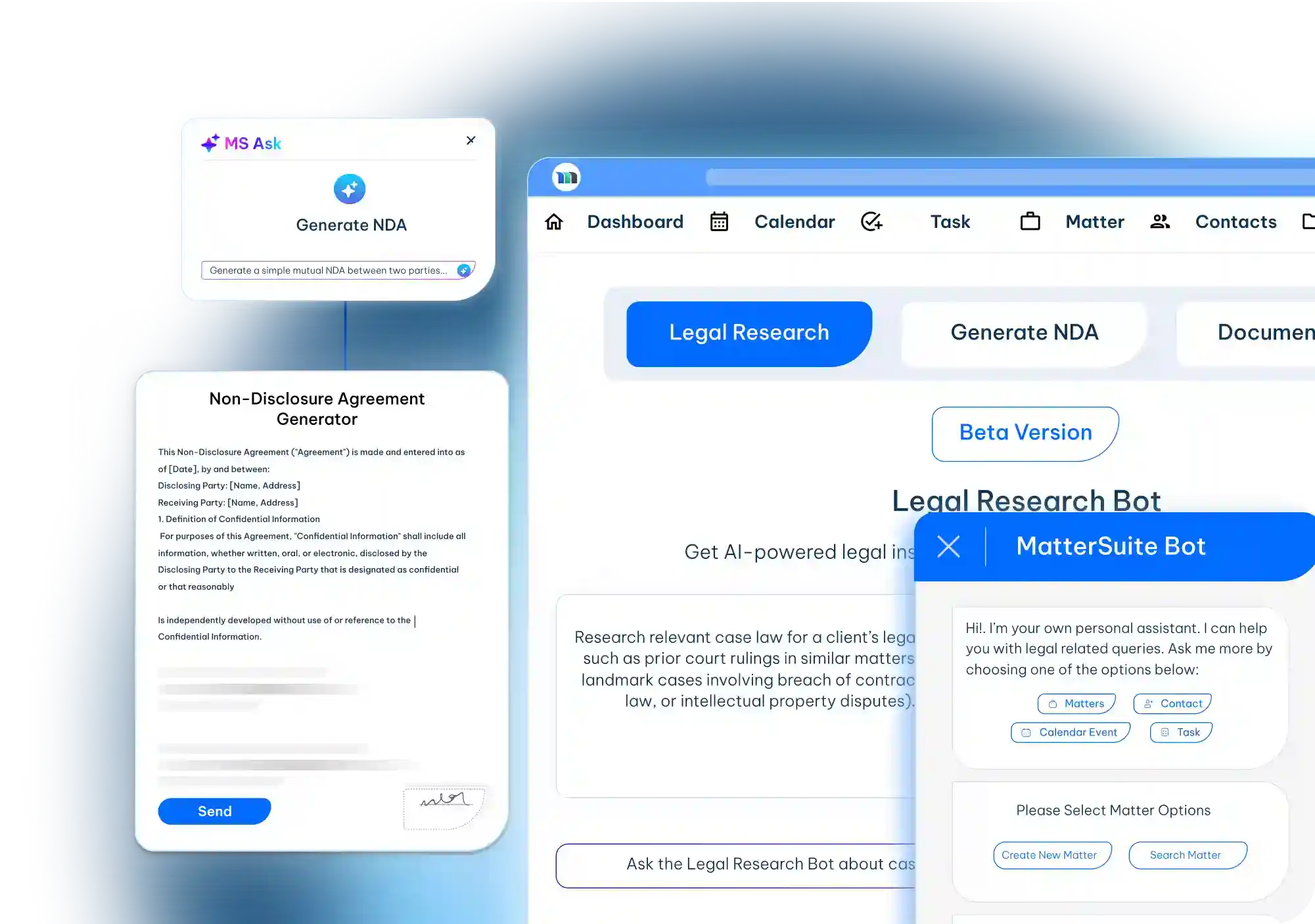 Legal AI Tool MS ASK Legal AI Tool Dashboard