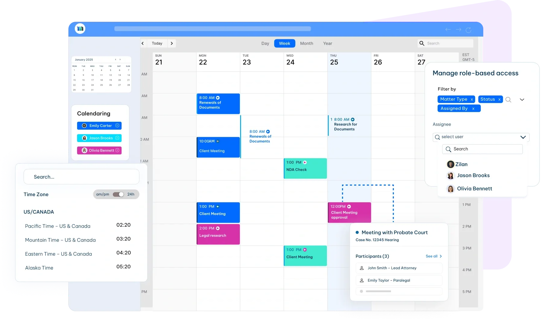 Legal Calendaring Solution User Interface
