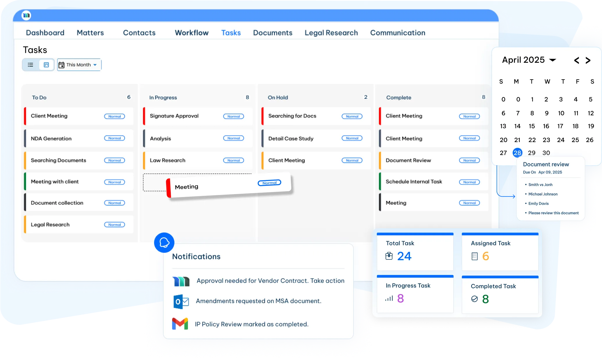 Legal Reporting & Analytics Software Dashboard