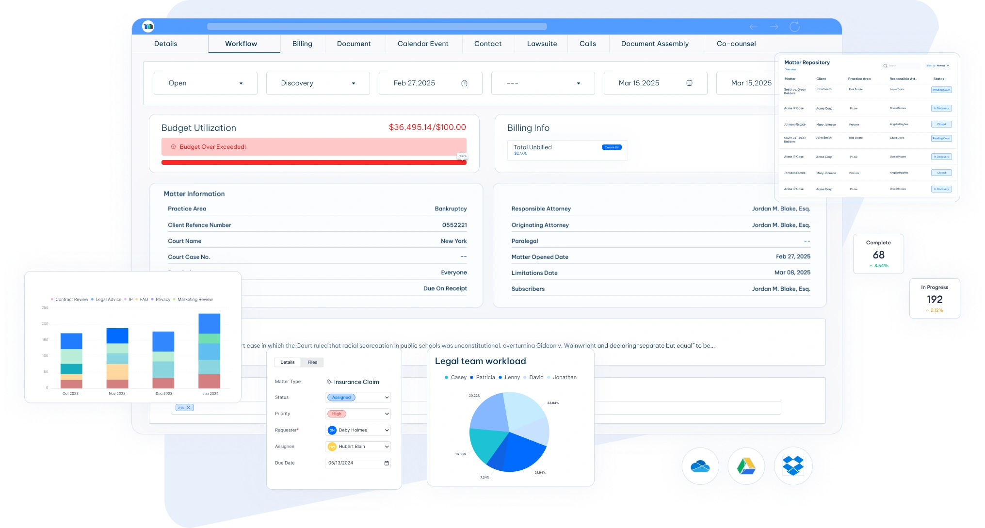 Matter lifecycle management dashboard interface matter lifecycle management software dashboard